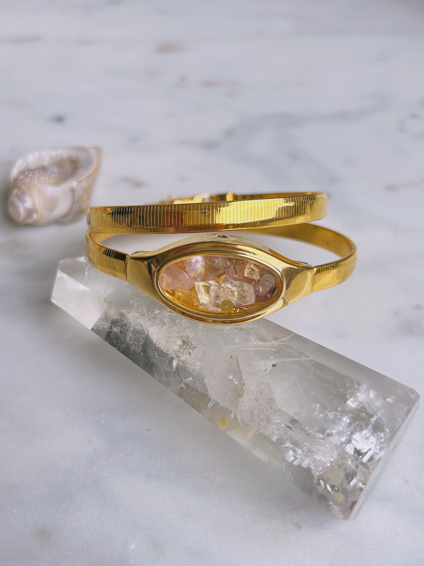 Gold Double Wrap Crystal Watch