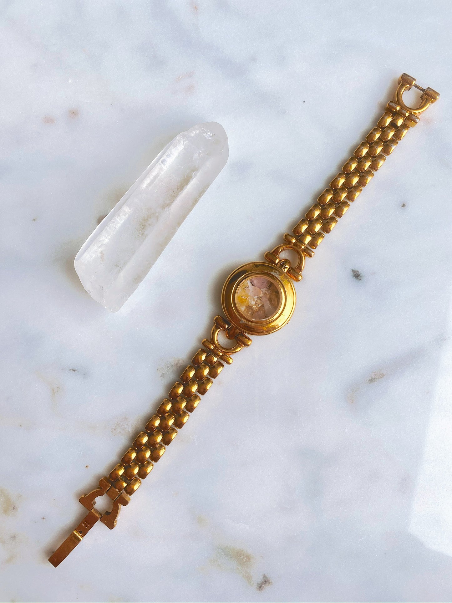 Vintage Gold Link Crystal Watch