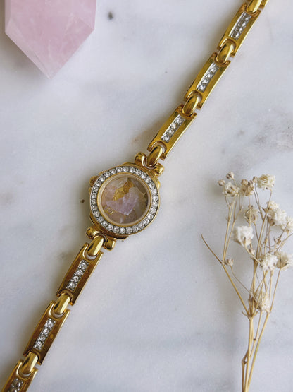 Jeweled Gold Link Crystal Watch